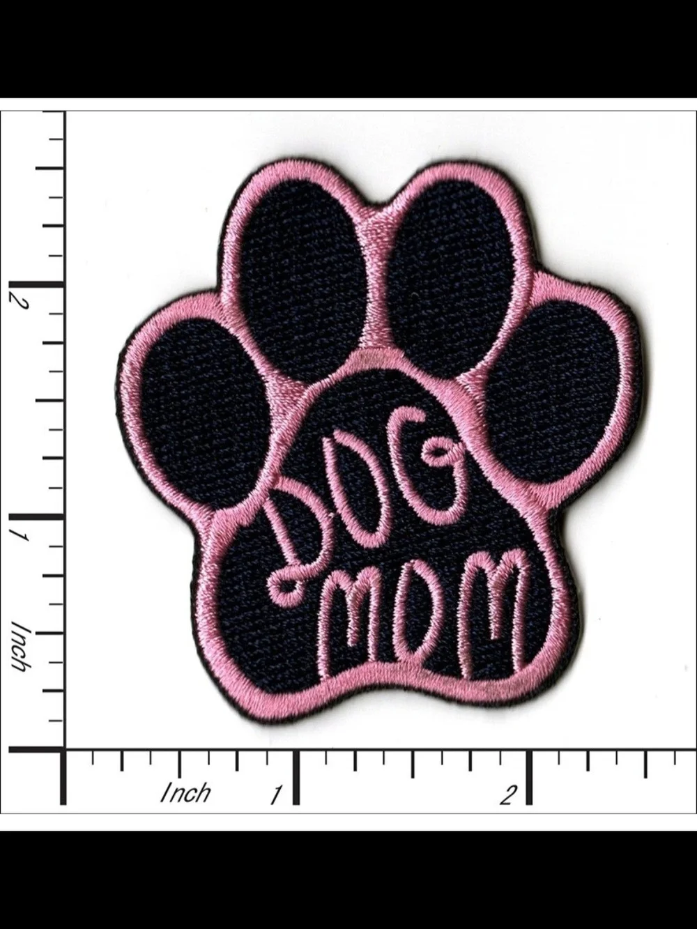 Dog Mom Paw Patch - Pink and Black Embroidered Pet Patch